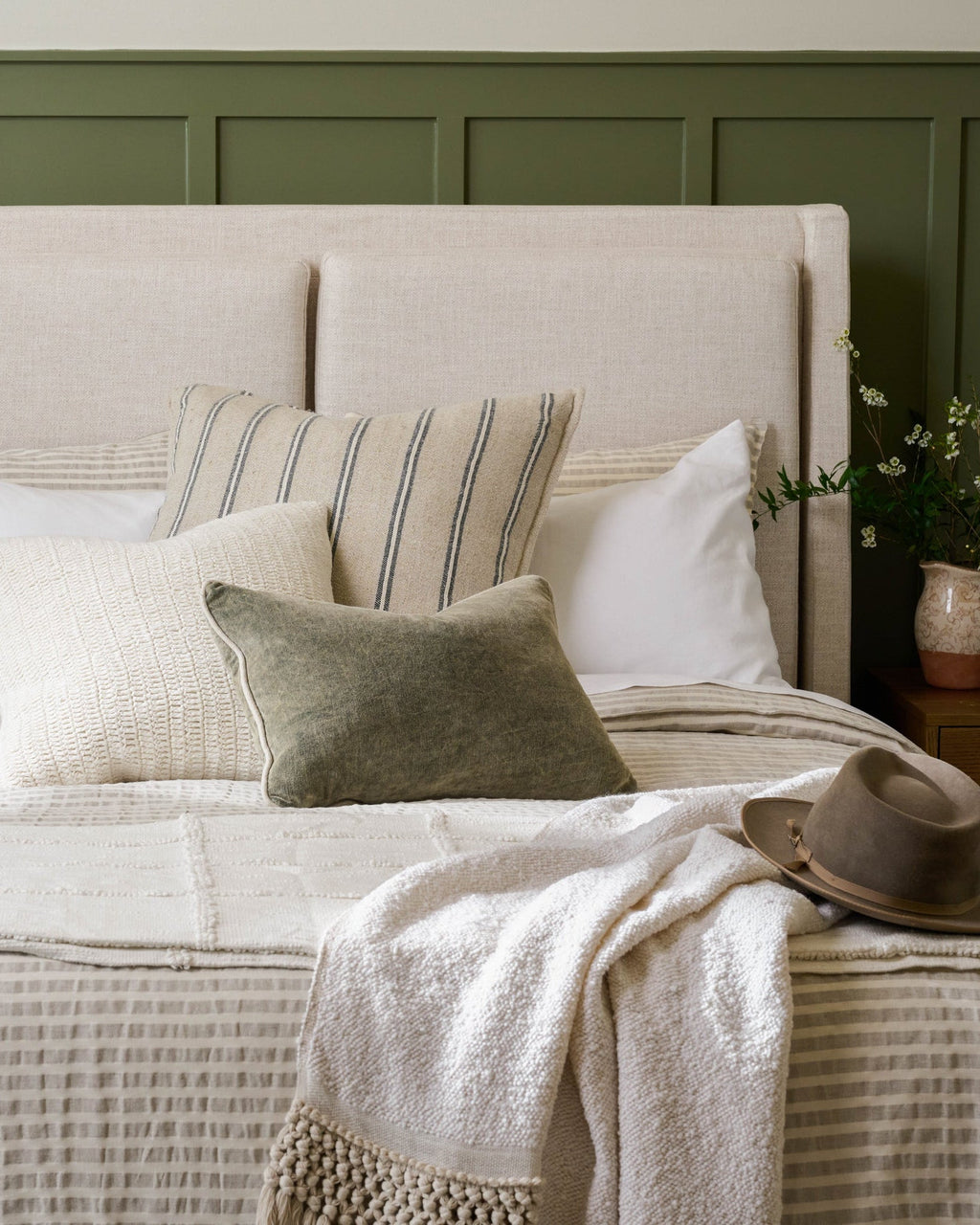 Shadow Grey + Antique White Stripe Linen Cotton Duvet Cover