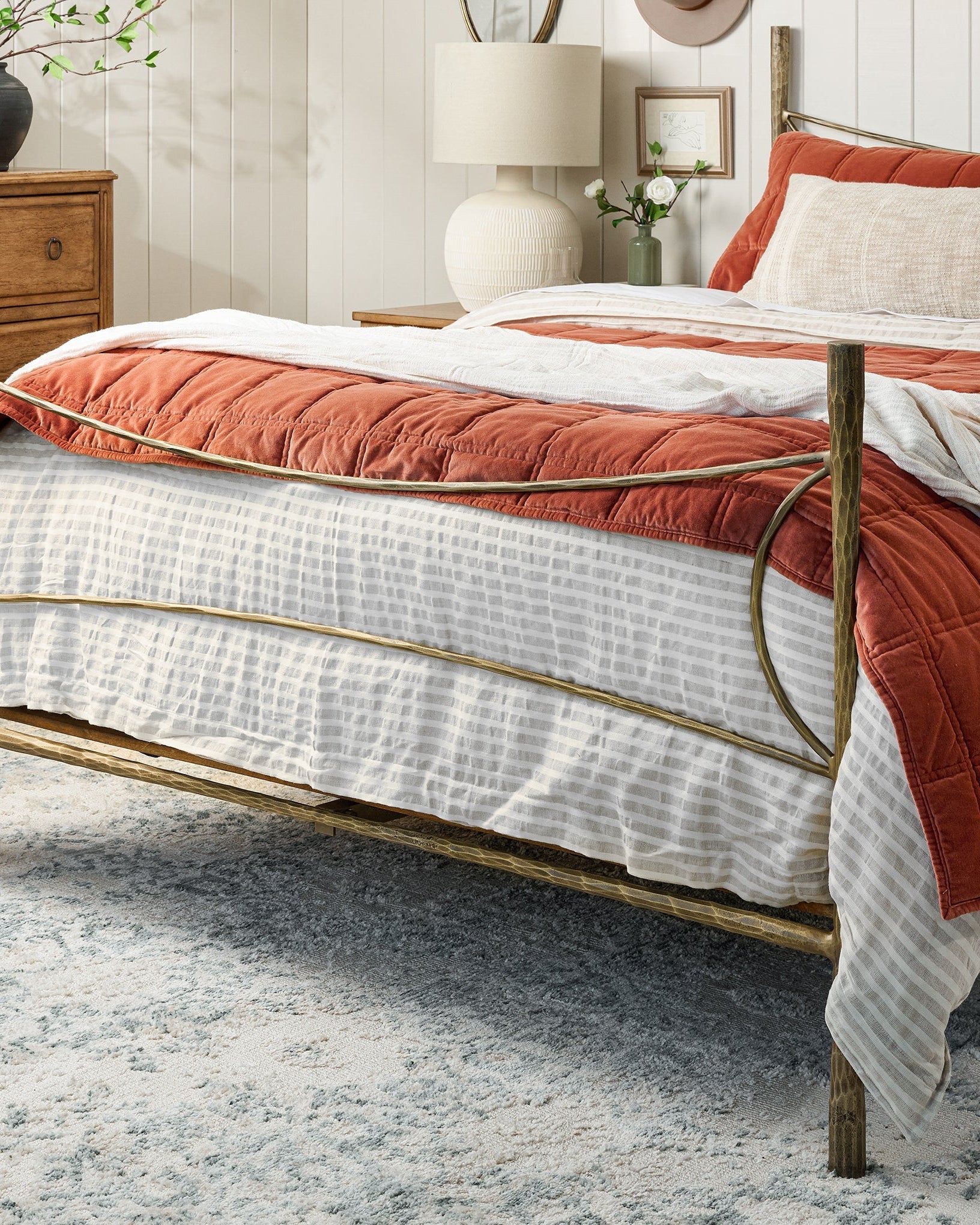 Antique White + Oatmeal Stripe Linen Cotton Duvet Cover