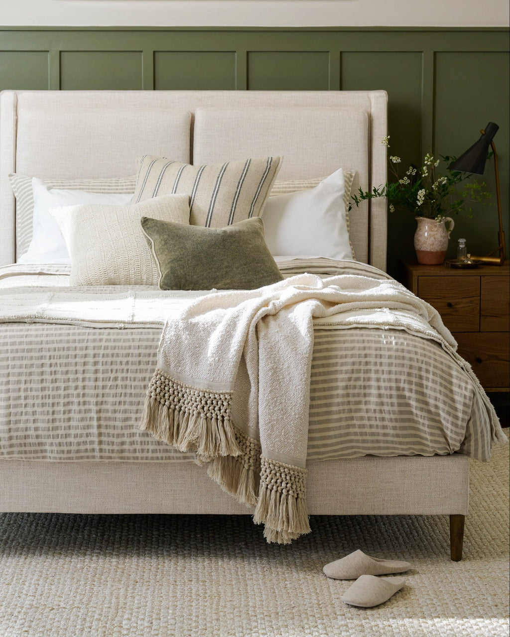 Shadow Grey + Antique White Stripe Linen Cotton Duvet Cover