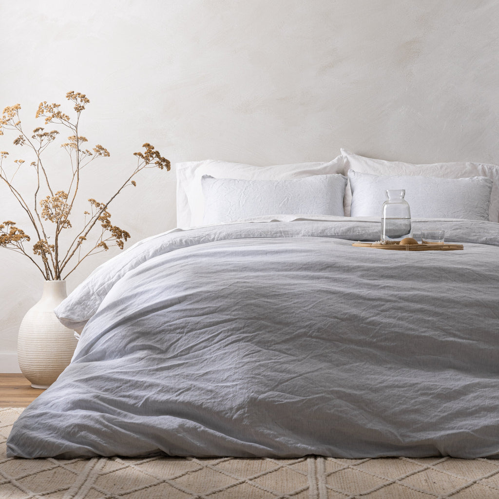 White Stripe Linen Cotton Duvet Cover