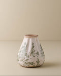 Fluted Green and White Distressed Vase