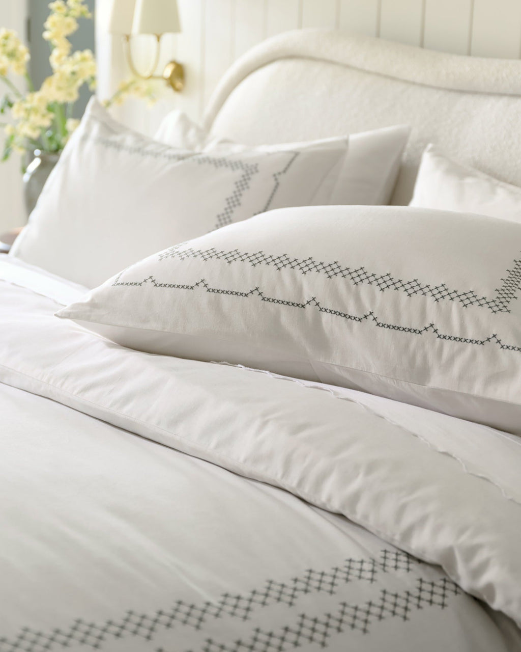 Daphne Green Cross-Stitch Duvet Cover