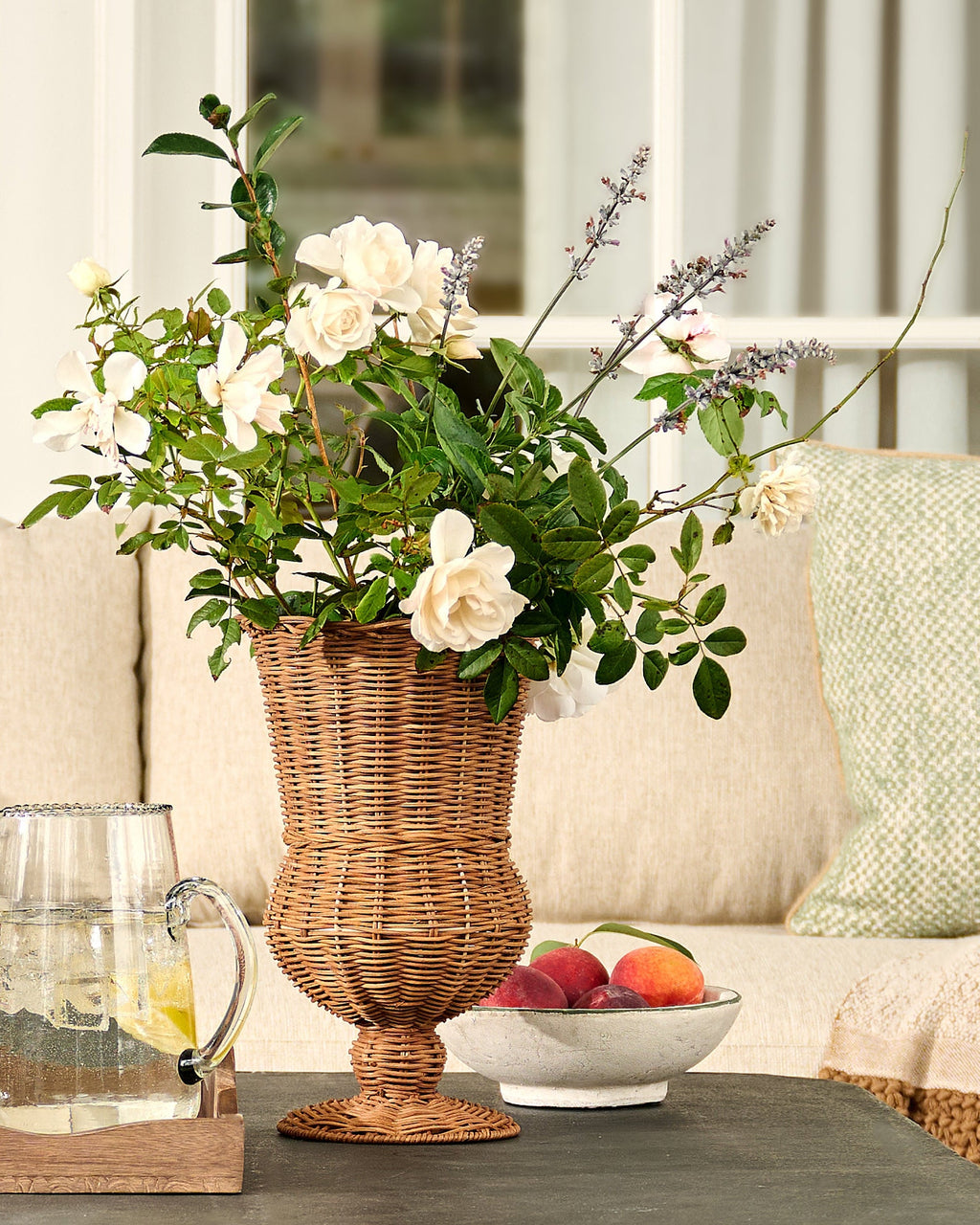 Woven Rattan Footed Vessel