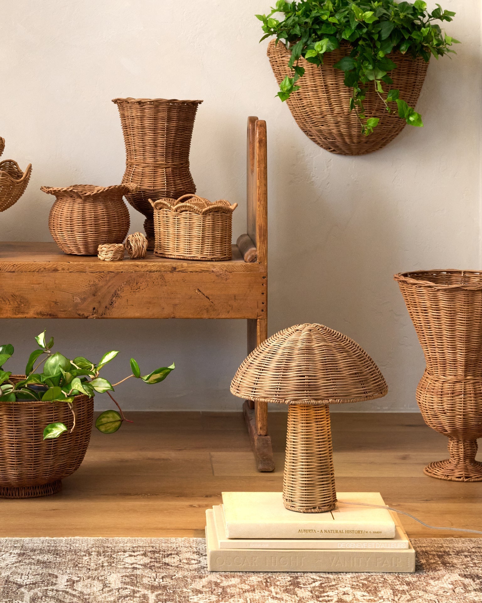 Woven Rattan Footed Vessel