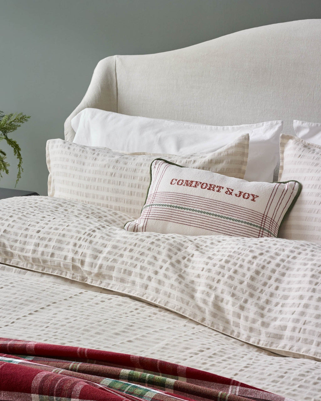 Antique White + Oatmeal Stripe Linen Cotton Duvet Cover