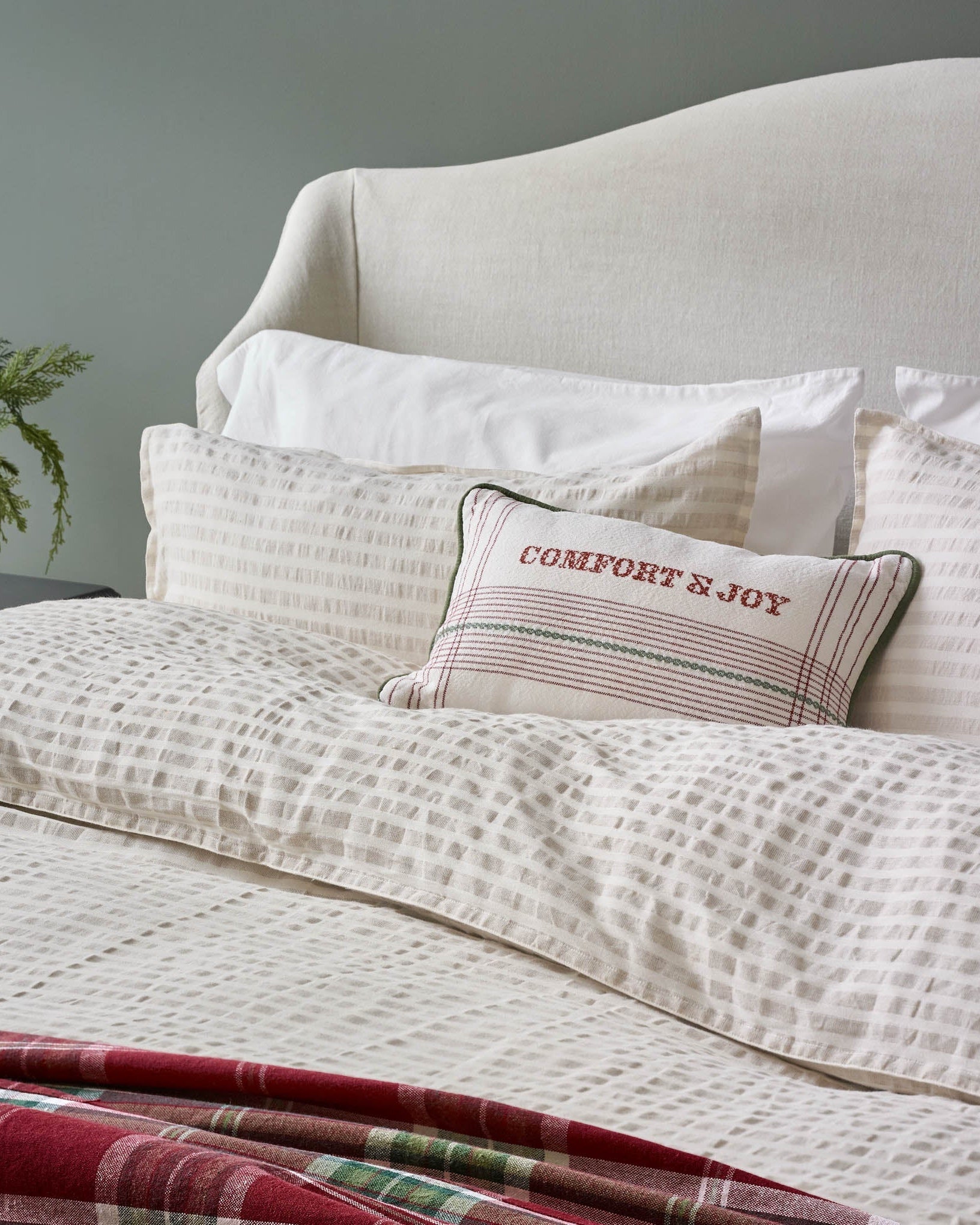 Antique White + Oatmeal Stripe Linen Cotton Duvet Cover