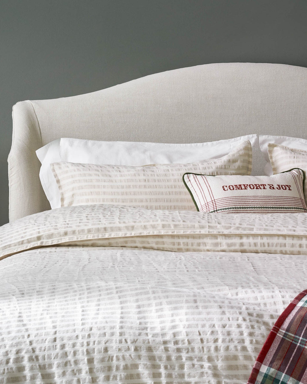 Antique White + Oatmeal Stripe Linen Cotton Duvet Cover