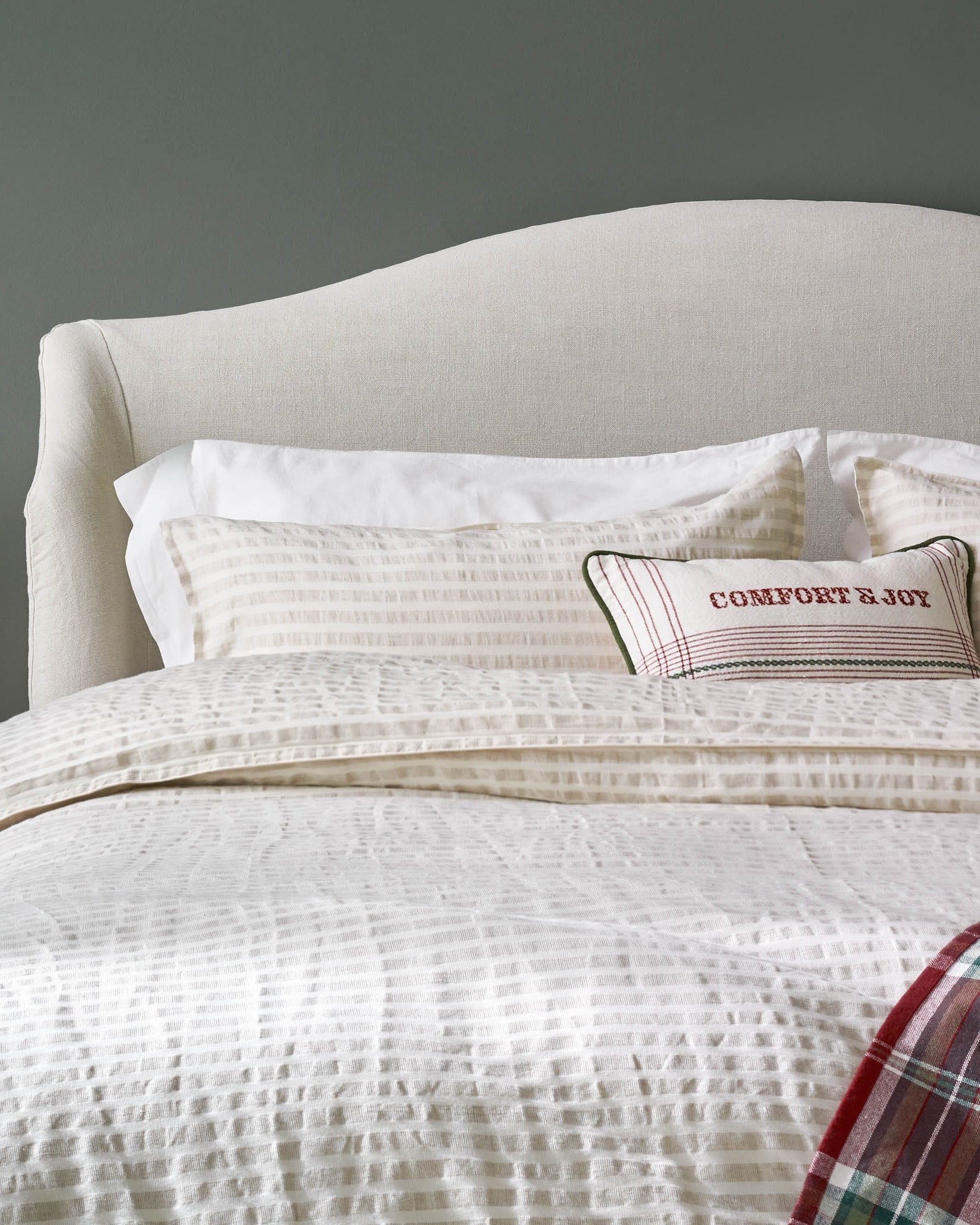 Antique White + Oatmeal Stripe Linen Cotton Duvet Cover