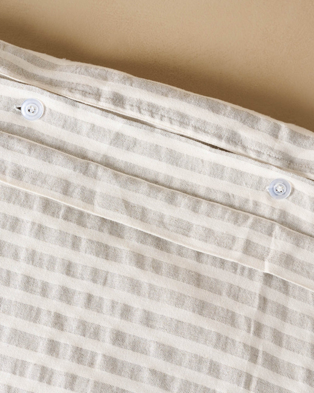 Shadow Grey + Antique White Stripe Linen Cotton Duvet Cover