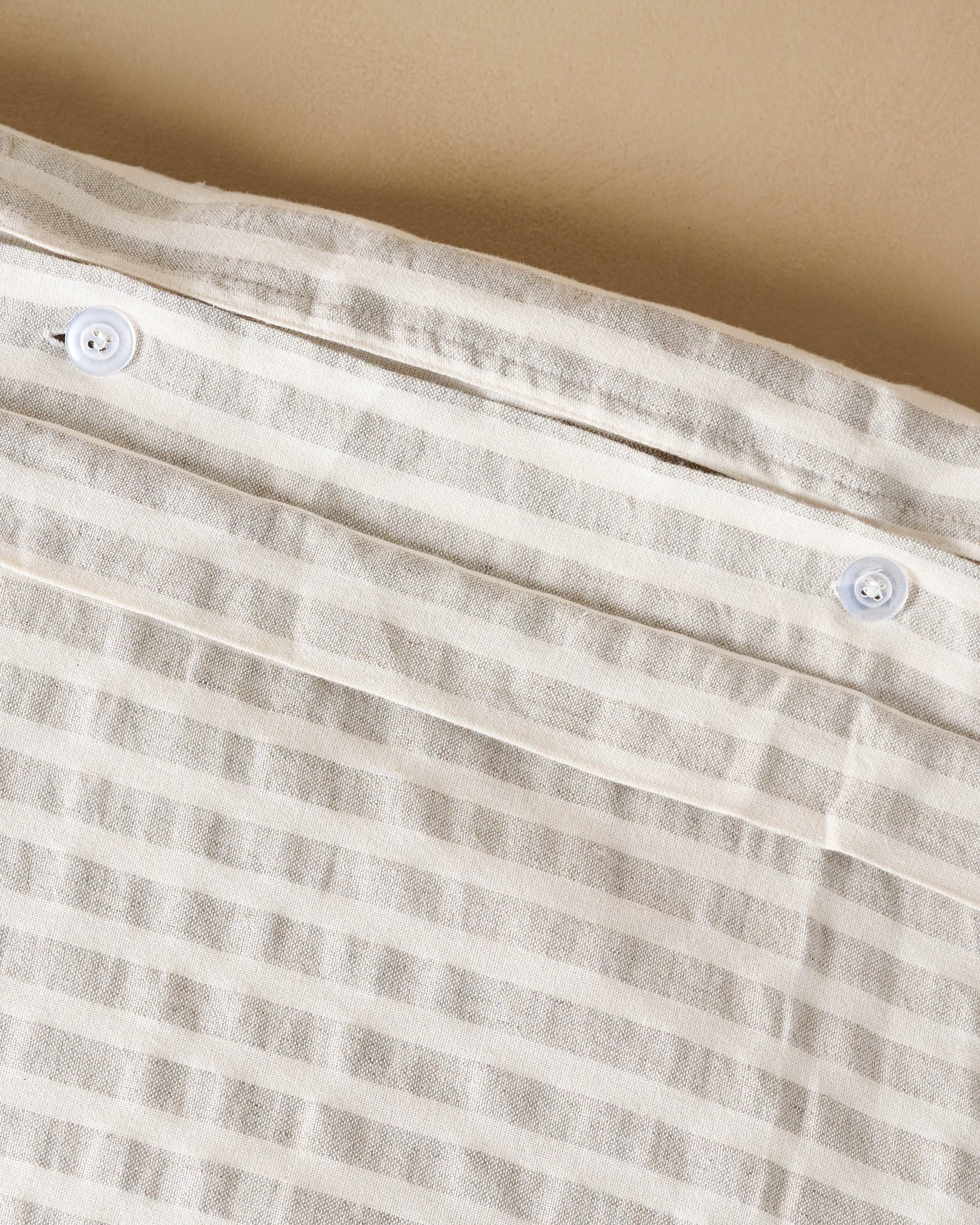 Shadow Grey + Antique White Stripe Linen Cotton Duvet Cover