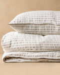 Shadow Grey + Antique White Stripe Linen Cotton Duvet Cover