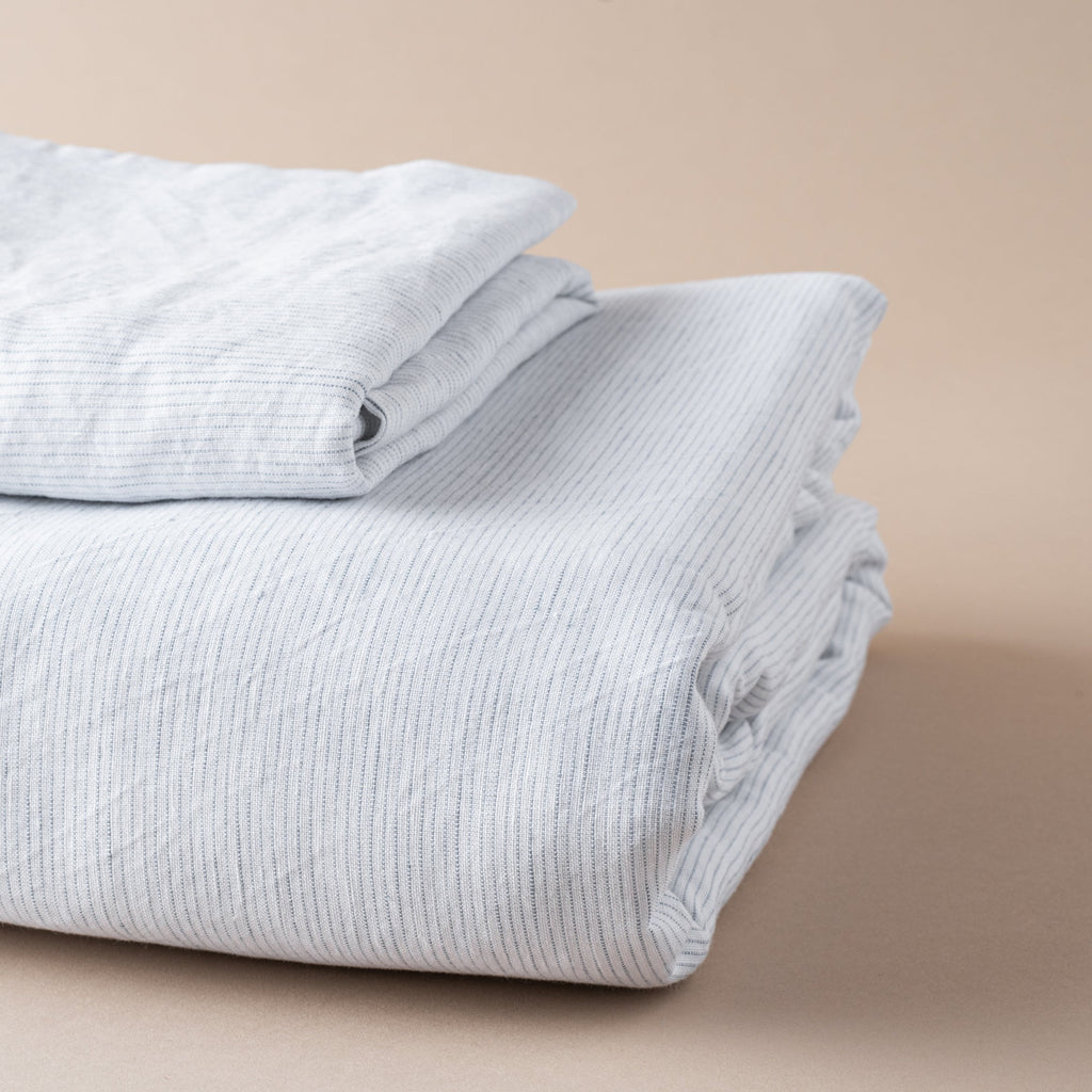 White Stripe Linen Cotton Duvet Cover