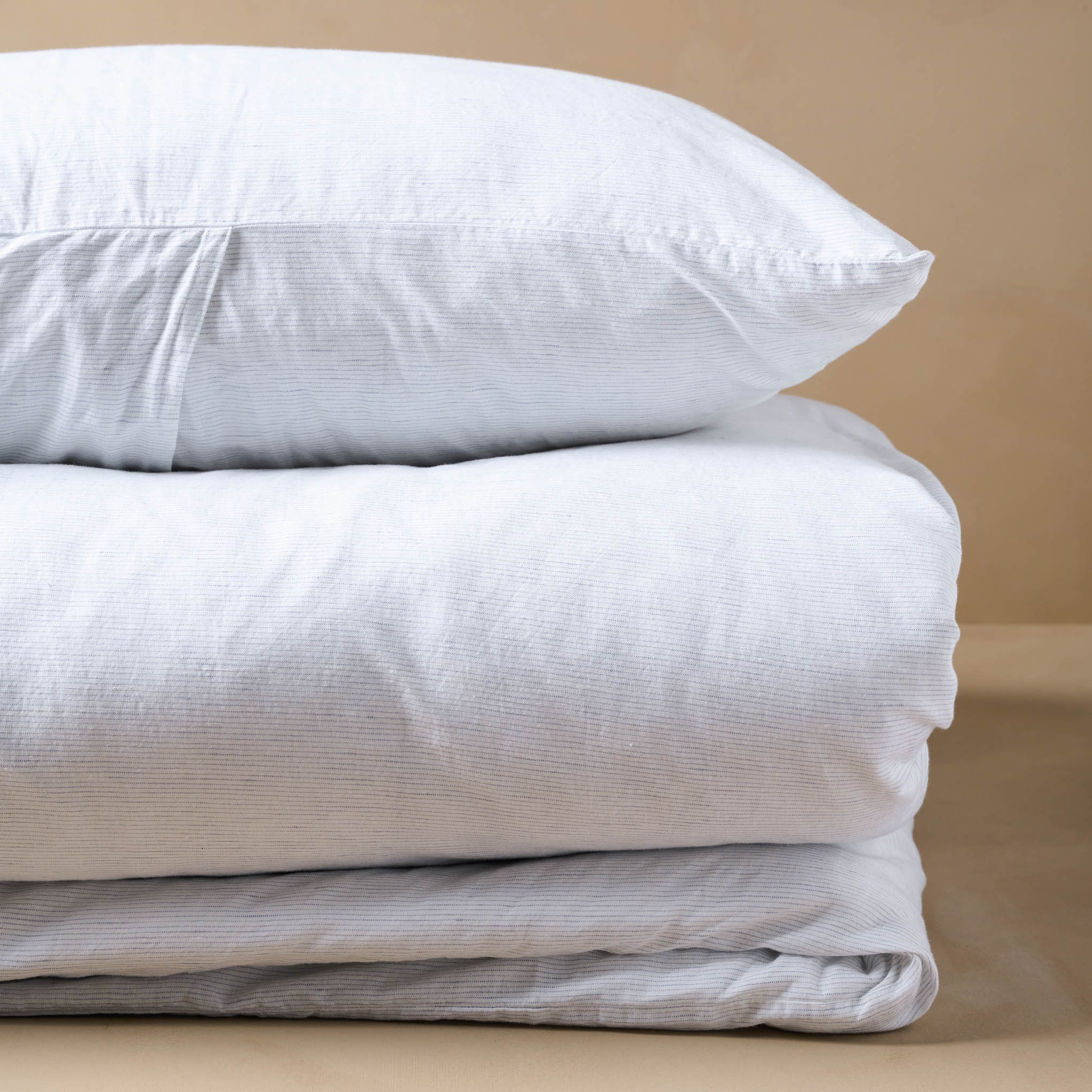White Stripe Linen Cotton Duvet Cover